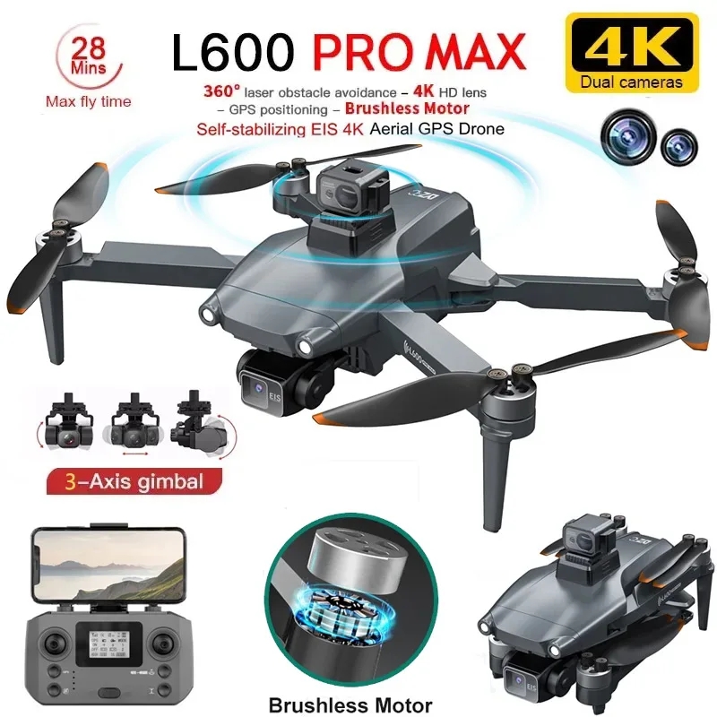 Drone Camera With Gimbal - L600 PRO MAX GPS Drone Professionale